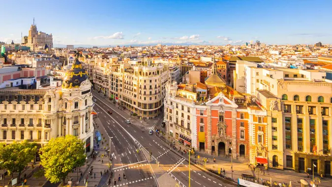Calle de Alcala in Madrid, Spain.