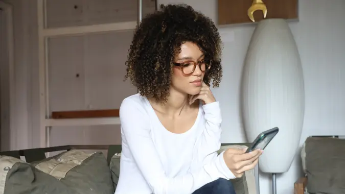 Woman looking at mobile phone