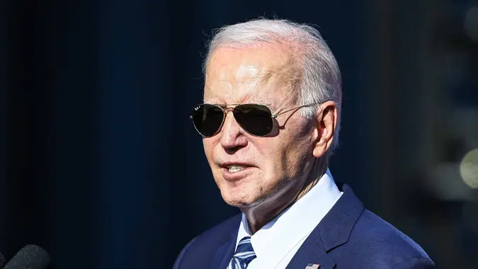 Mandatory Credit: Photo by Shutterstock (14149125q)United States President Joe Biden makes remarks involving hydrogen energy at The Philadelphia Port Tioga Marine Terminal; in Philadelphia, Pennsylvania.