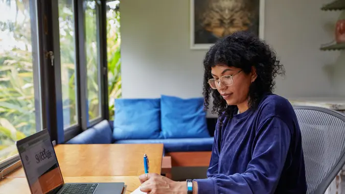 Woman working at her desk