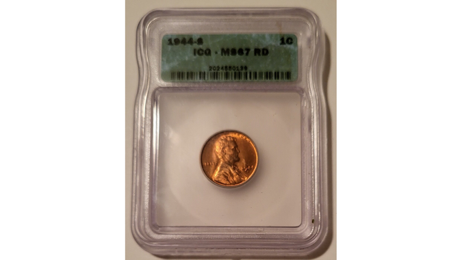 1944 S Lincoln Wheat Cent MS67 RED ICG