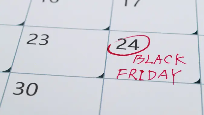 Black Friday on calendar 2023 stock photo