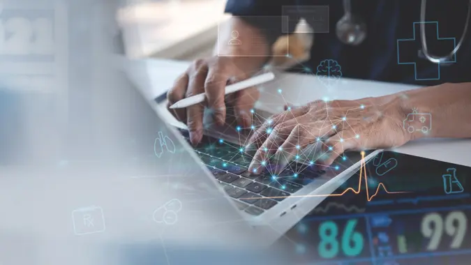Medical technology network connection concept.