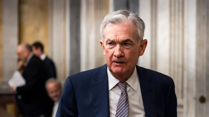 Mandatory Credit: Photo by JIM LO SCALZO/EPA-EFE/Shutterstock (14026544f)US Chair of the Federal Reserve Jerome Powell departs following a meeting of the Financial Stability Oversight Council to discuss an update on the council's Climate-related Financial Risk Committee and an update on the transition from the London Interbank Offered Rate (LIBOR) at the Treasury Department in Washington, DC USA, 28 July 2023.