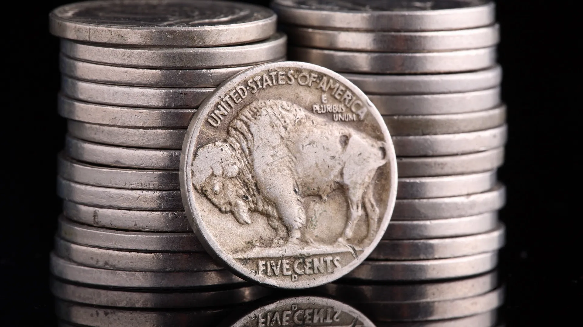 Close up of 1936 Indian Head Buffalo Nickel stock photo