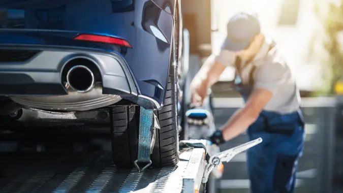 Shipping Brand New Car to Dealership stock photo