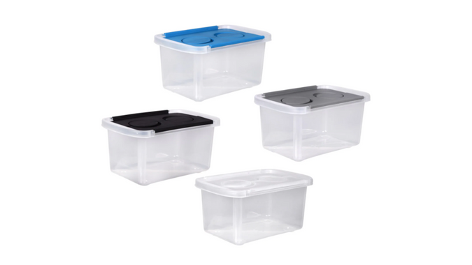 Clear Plastic Storage Boxes with Split-Hinged Lids