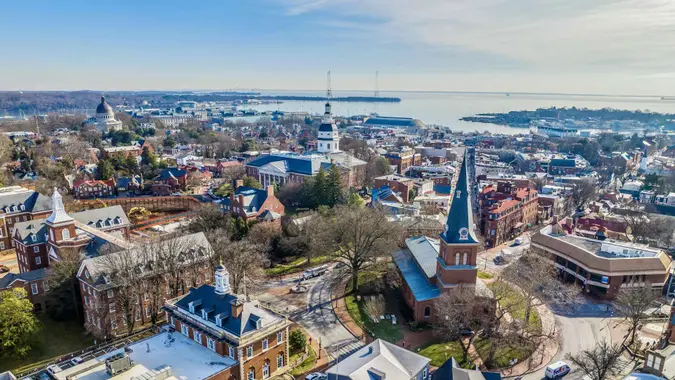 Annapolis, MD, USA - February 8, 2023: The image is of the city of Annapolis, Maryland.