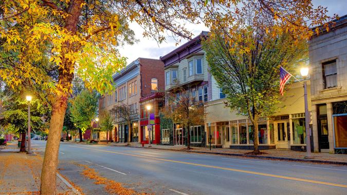 Autumn in Bennington, Vermont stock photo