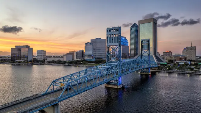 Jacksonville at Dusk - FL stock photo