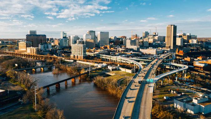 Aerial view of Richmond Skyline.