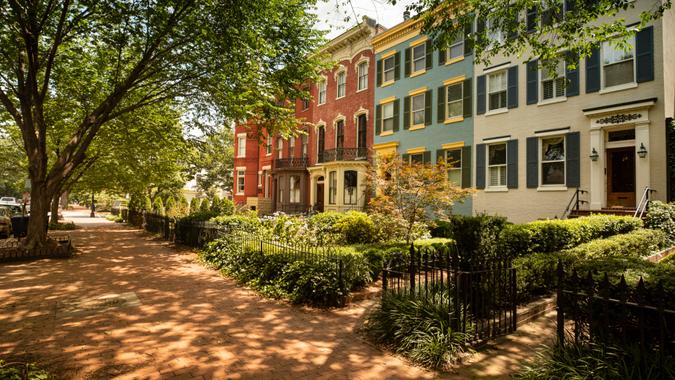 Houses and in the neighbourhood of Capitol Hill in Washington DC USA.