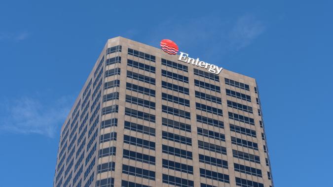 Entergy headquarters in New Orleans, Louisiana, USA. New Orleans, Louisiana, USA - February 12, 2022: Entergy headquarters in New Orleans, Louisiana, USA.