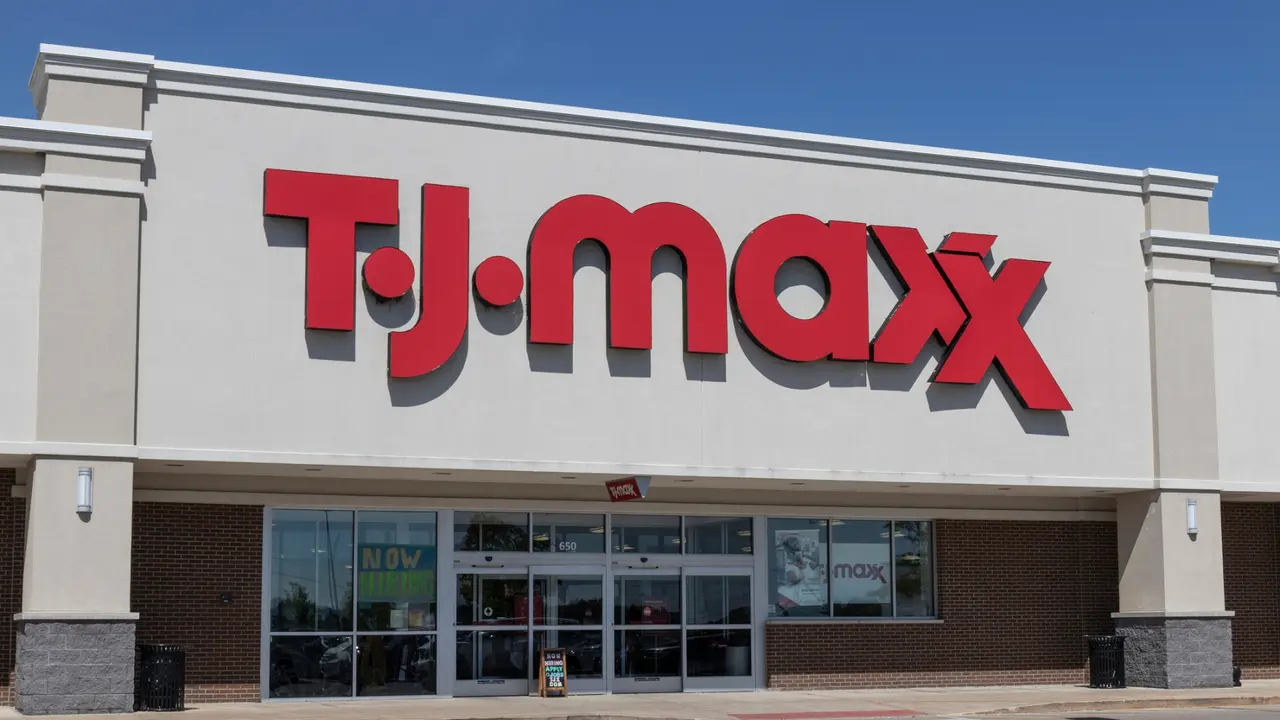 The exterior of a TJ Maxx store.