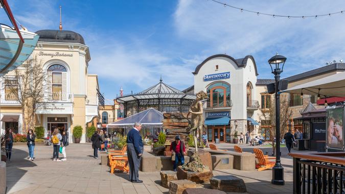 Tigard, Oregon - March 17, 2019 : Bridgeport Village, Shopping Mall in Tigard city.