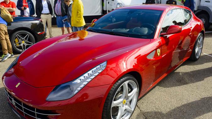 Zandvoort, The Netherlands - June 29, 2014: Red Ferrari FF in the paddock at the Zandvoort race track during the 2014 Italia a Zandvoort day.