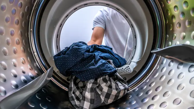 view from inside a washing drum.
