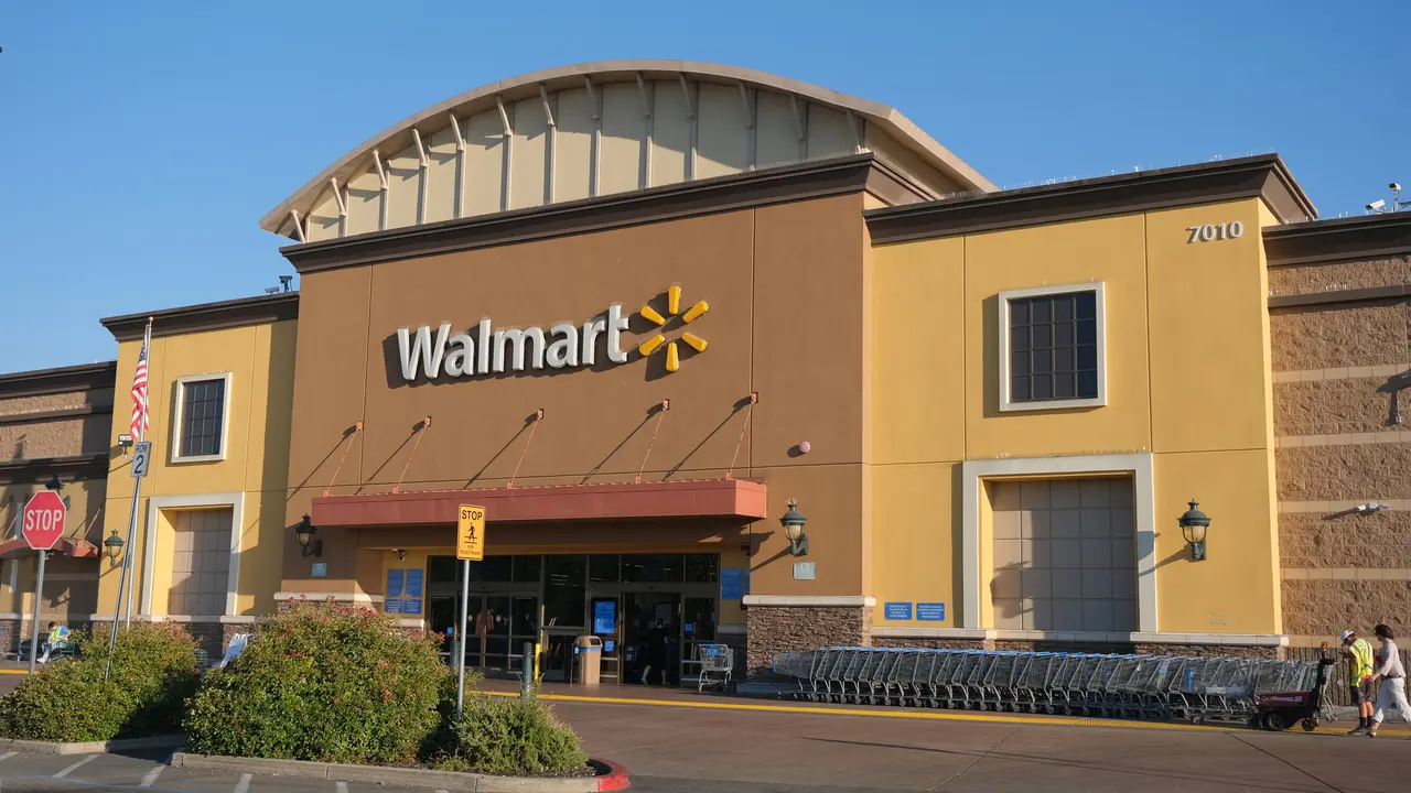 Citrus Heights, California, USA - July 18,2023: High sun over Walmart Supercenter in California.