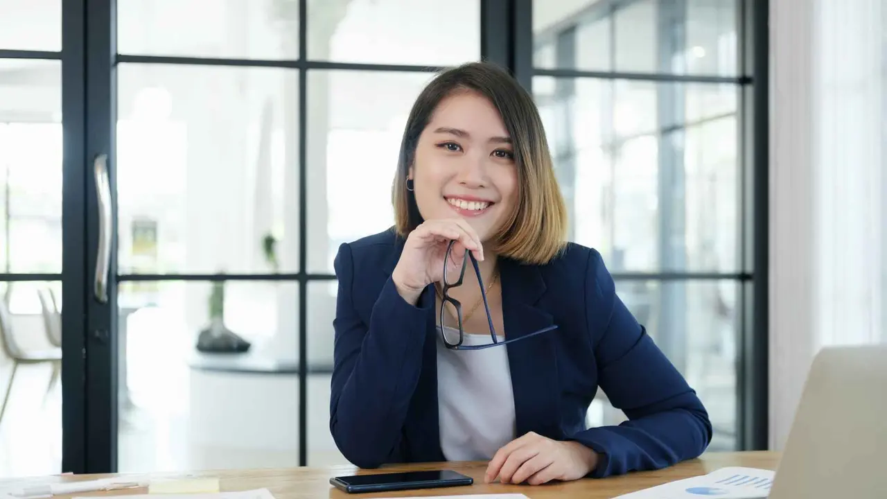 Portrait of confident businesswoman in office.