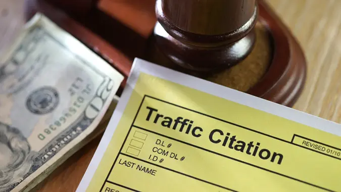 shot of traffic citation.