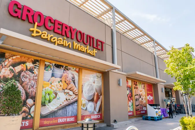 August 8, 2019 Palo Alto / CA / USA - Exterior view a Grocery Outlet bargain market located in San Francisco bay area.