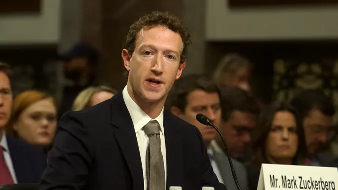Meta Founder and Chief Executive Officer Mark Zuckerberg delivers his opening statement during a US Senate Committee on the Judiciary hearing to examine Big Tech and the online child sexual exploitation crisis, in the Dirksen Senate Office Building in Washington, DC, Wednesday, January 31, 2024.