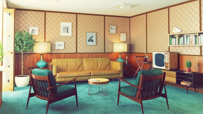 Retro interior stock photo
