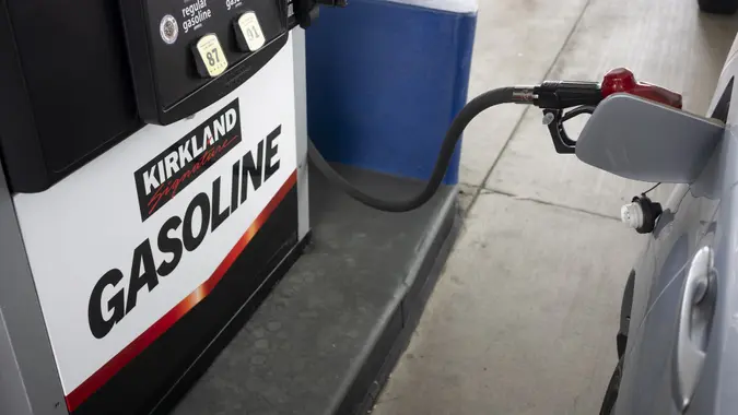 Gas Pump at Costco stock photo