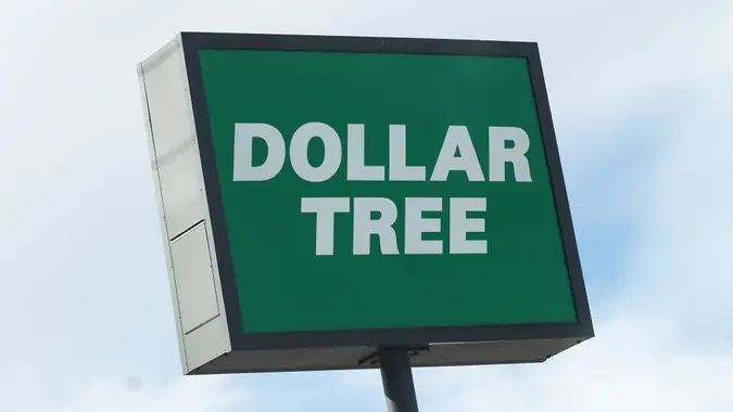 Dollar Tree logo is seen near the shop in Streator, United States on October 15, 2022.