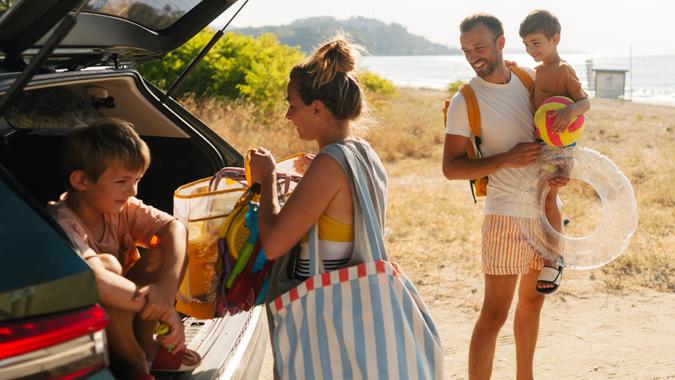 A perfect beach is only a car-ride away! stock photo