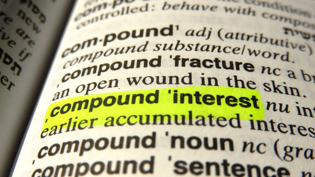 Interest, compound interest, - dictionary definition.
