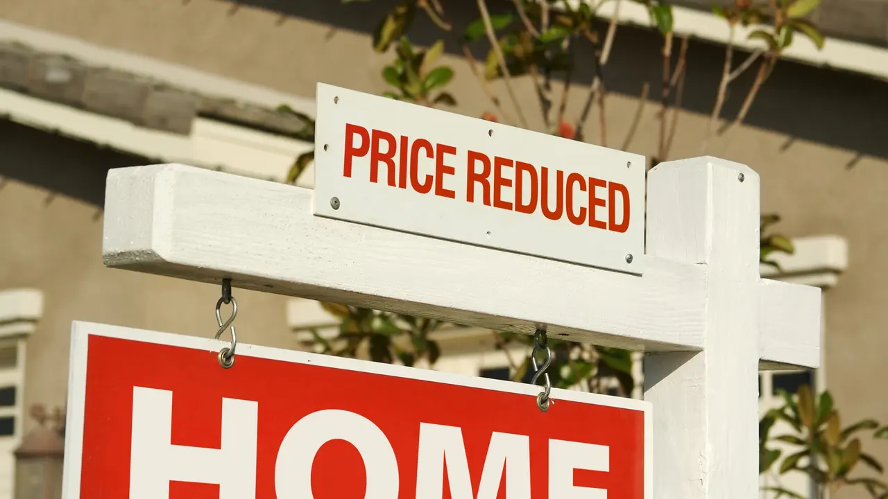Price Reduced Real Estate Sign stock photo
