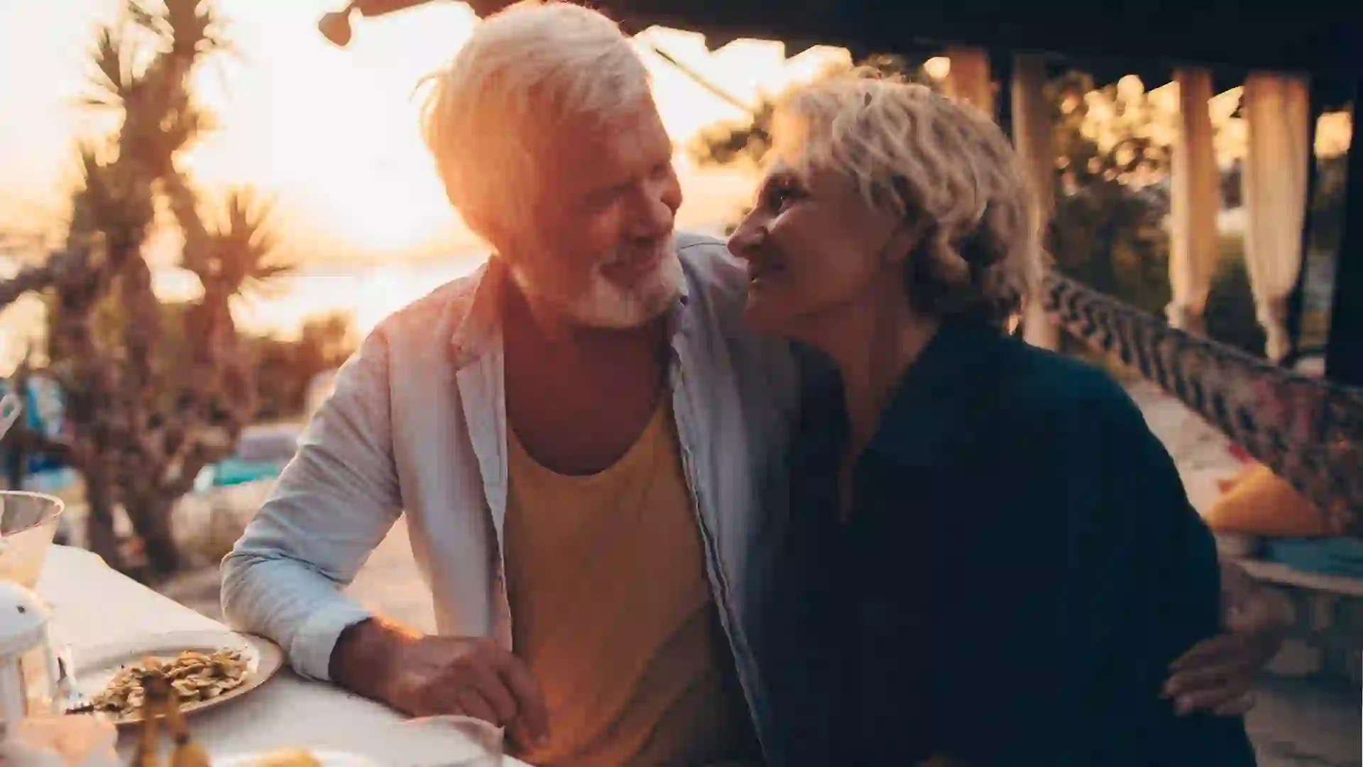 Senior couple on a date stock photo