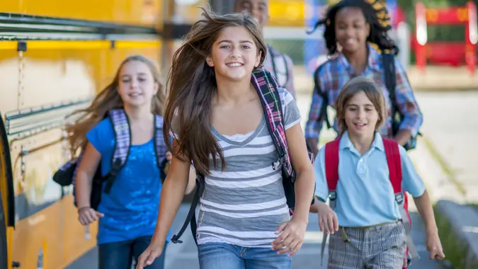 Students Going to School stock photo