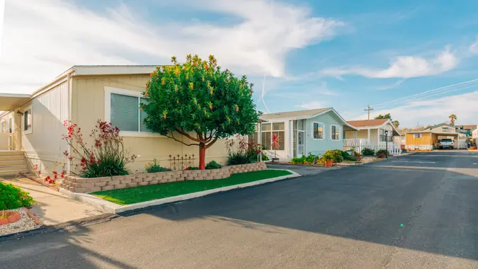 Mobile home park, age-restricted (55+) community in small beach town in California.