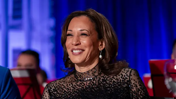 US Vice President Kamala Harris looks on during the White House Correspondents Dinner at the Washington Hilton in Washington, DC, USA, on 27 April 2024.