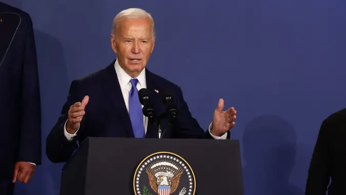 President of United States Joe Biden during the final day of the NATO Summit in Washington DC, United States on July 11, 2024.