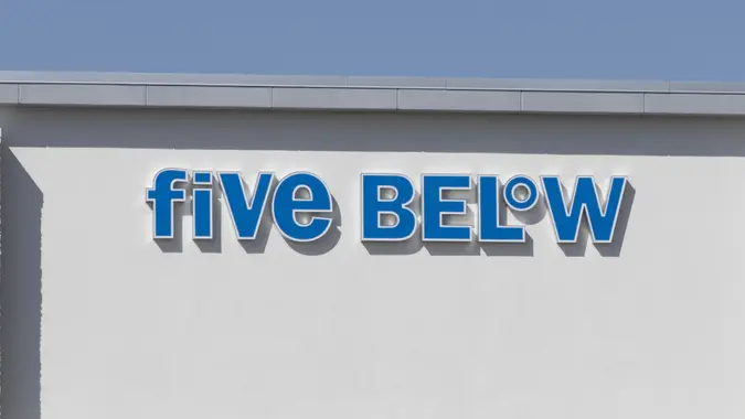 Five Below Retail Store. Five Below is a chain that sells products that cost up to 5 dollars. stock photo