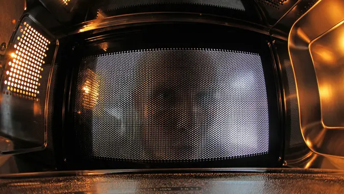 Inside microwave stock photo