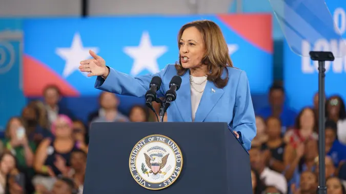 August 16, 2024, Raleigh, North Carolina, USA: Vice President and Democratic presidential candidate Kamala Harris speaks to supporters in Raleigh, North Carolina, about her economic plan.