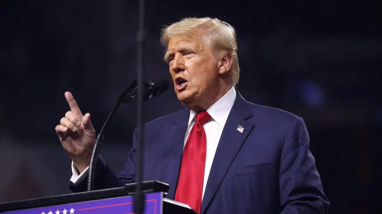 August 23, 2024, Glendale, Arizona, USA: Former President of the United States DONALD TRUMP speaks at a campaign rally in Glendale, Arizona.