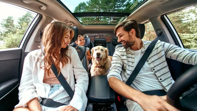 The whole family is driving for the weekend.