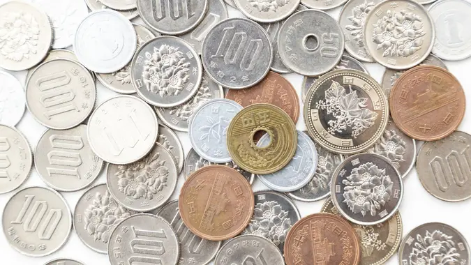 Japanese coins background.