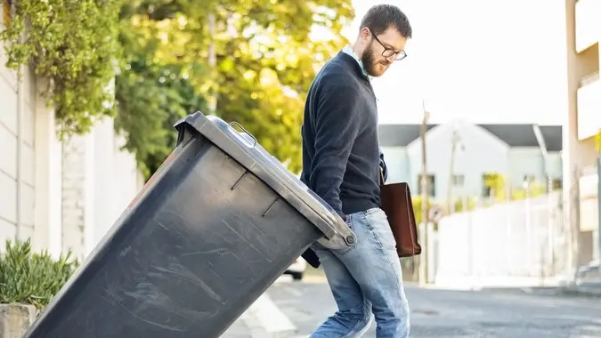 Hauling garbage stock photo