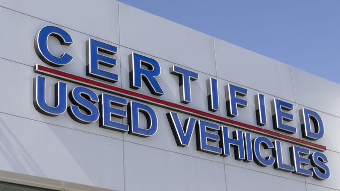 Certified Used Vehicles banner at a used car dealership for internet or website.