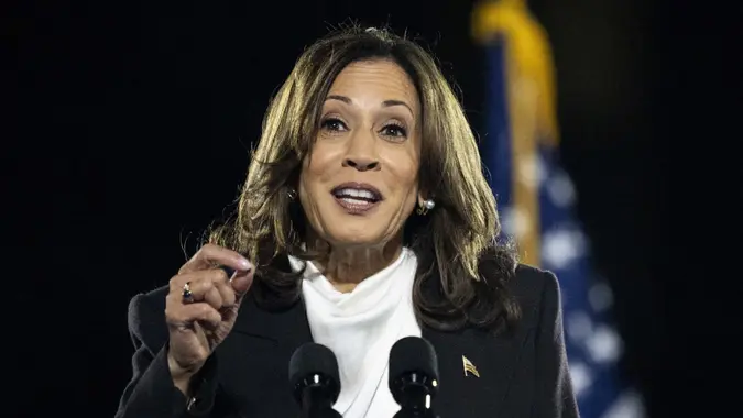 October 29, 2024, Washington, District Of Columbia, USA: Vice President KAMALA HARRIS speaking at a campaign rally at the Ellipse in Washington, D.