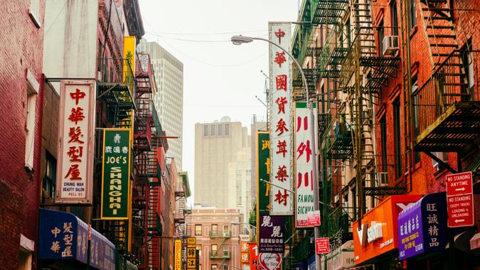 Chinatown in Lower Manhattan, New York City, USA.