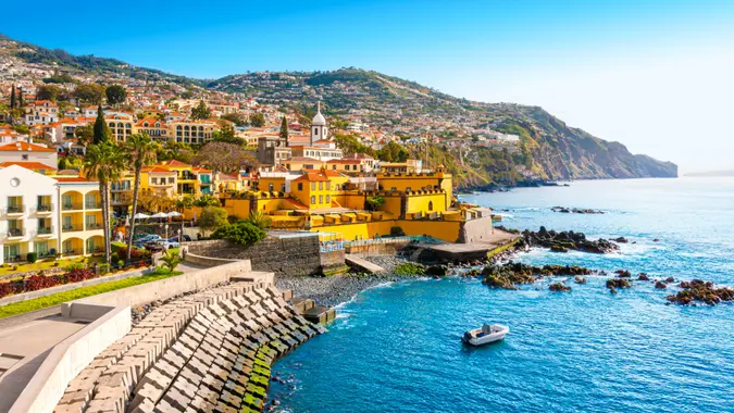 Panoramic view of the capital of Madeira island Funchal, Portugal.