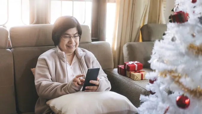 Senior people stay at home alone on Christmas holidays concept.