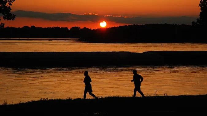 Sunset Run stock photo